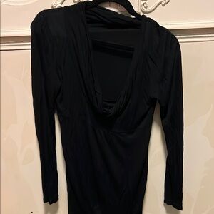 Black Backless Long Sleeve Blouse